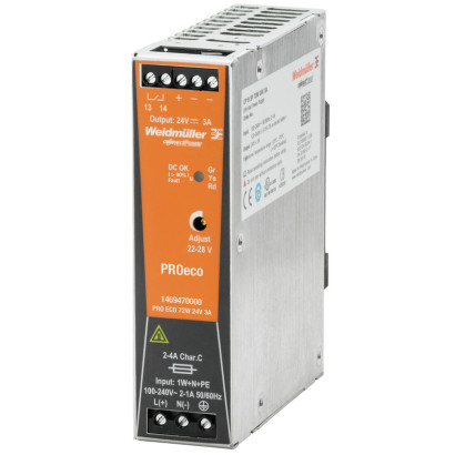 1469470000 Источник питания регулируемый, PRO ECO 72W 24V 3A Weidmueller 1469470000 Источник питания регулируемый, PRO ECO 72W 24V 3A Weidmueller